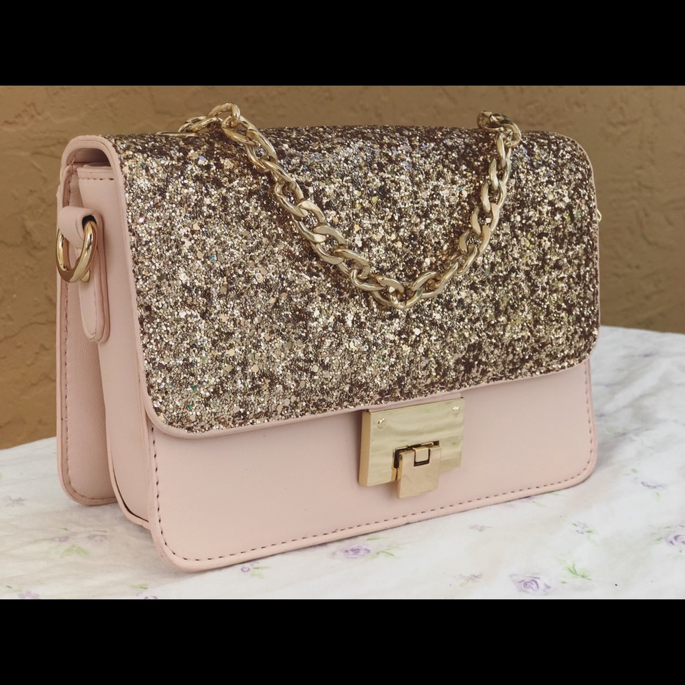 Rose Gold Pink Glitter CrossBody Bag